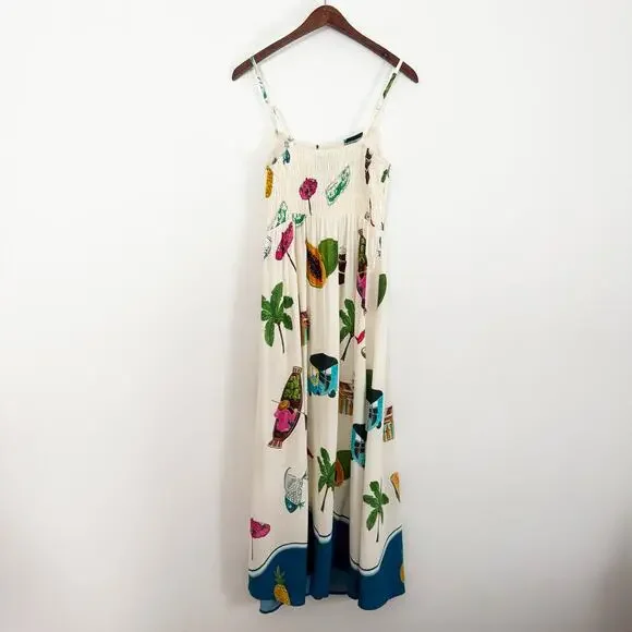 PAPER HEART Smocked Thailand Printed Maxi Dress Medium M - Picture 7 of 11